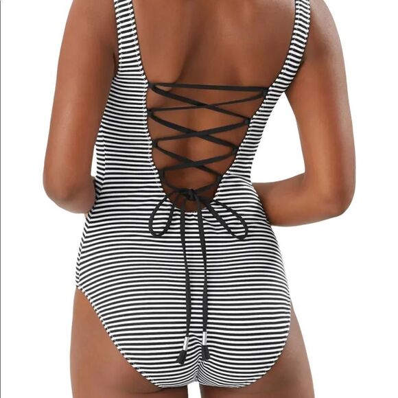 Tommy Bahama Breaker Bay One Pc Reversible Bathing Suit Sz 12 NWT - Picture 2 of 12